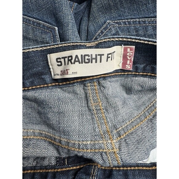 Levis 505 Jeans Mens 33x34 Blue Regular Straight Leg Denim 100% Cotton Dark Wash - Picture 5 of 11